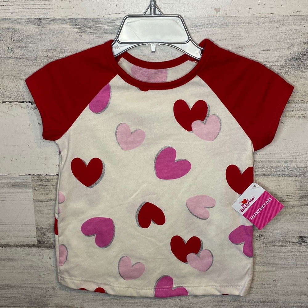 Baby Girl Raglan Heart Shirt Size 18 Months NEW